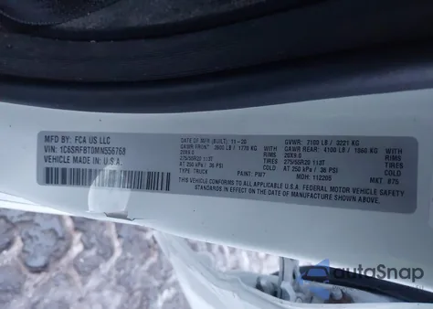 2021 Ram 1500 Big Horn 4X4 6'4 Box from USA, damaged, VIN 1C6SRFBT0MN556768